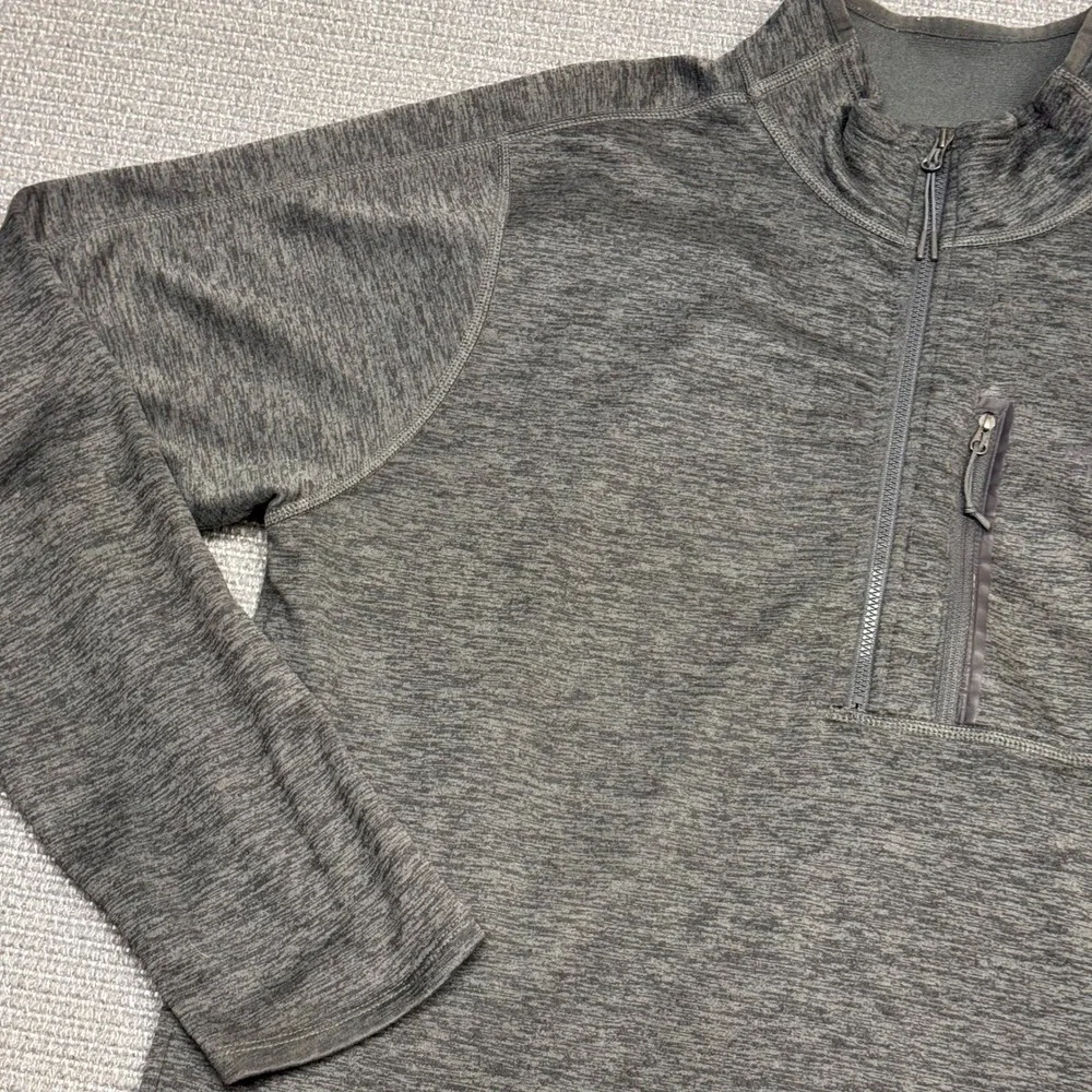 The North Face Mens Gray Heather Quarter Zip Fleece Pullover Jacket Large 9471